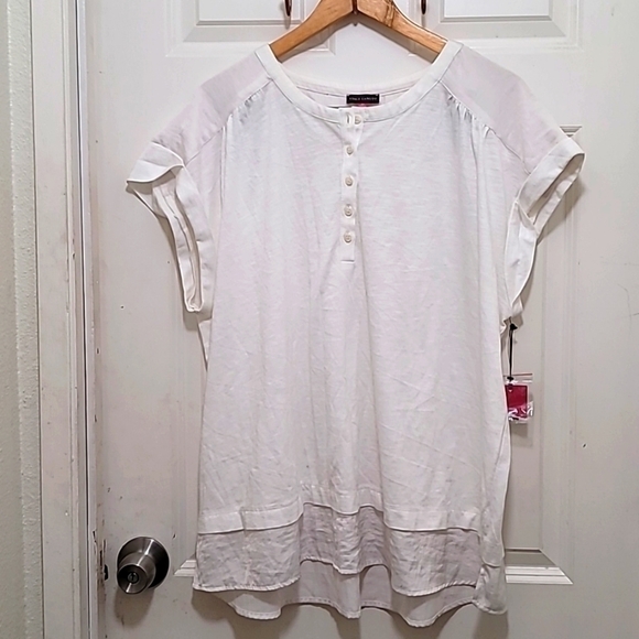 VINCE CAMUTO WOMEN'S PLUS SIZE SHIRT WITH BUTTON IN FRONT IVORY SIZ… - Picture 1 of 10